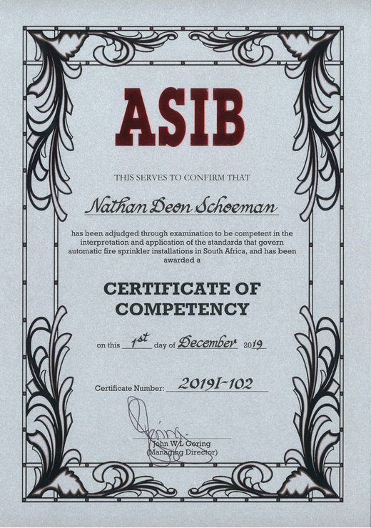 Certificate of Competency